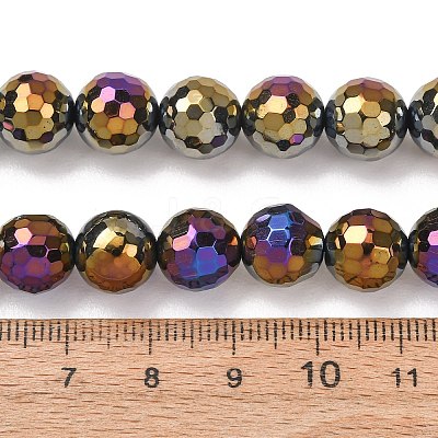 Electroplated Natural Agate Beads Strands G-B191-A07-10mm-04-1