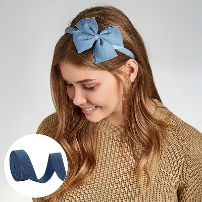 Synthetic Cotton Denim Ribbons for Bow Making SRIB-WH0011-270E-1