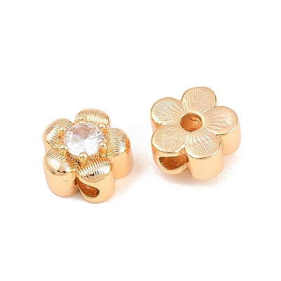 SHEGRACE Brass Micro Pave Clear Cubic Zirconia Beads XGRQ5K752-837G-1