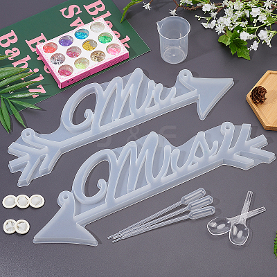 Mrs & Mr Doorplate Silicone Molds Kits DIY-OC0003-11-1