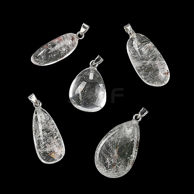 Natural Green Lodolite Quartz/Green Phantom Quartz Tumbled Stone Pendants GG-K002-06R-1