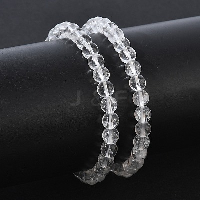 Natural Quartz Crystal Round Beaded Stretch Bracelets GG-CBA12F1-02B-12-1