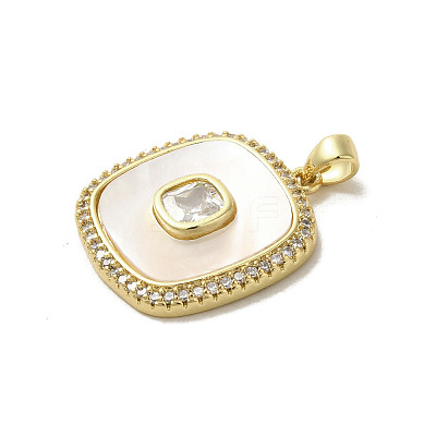 Brass Micro Pave Clear Cubic Zirconia Pendants KK-I708-02C-G-1