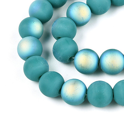 Frosted Opaque Glass Beads Strands GLAA-T032-P10mm-MBB12-1