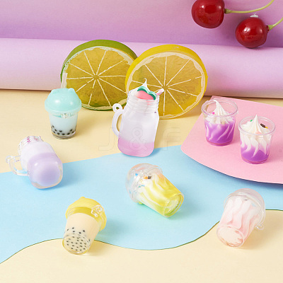 30pcs 15 style Imitation Bubble Tea & Ice Cream Resin Pendants RESI-FW0001-07-1