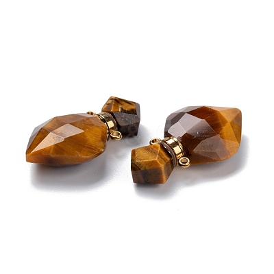 Natural Tiger Eye Perfume Bottle Pendants G-D058-11G-05-1