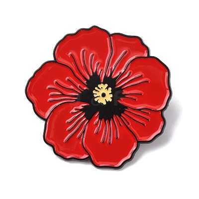 Poppy Flower Enamel Pins JEWB-A038-10B-EB-1