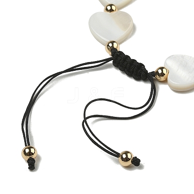3Pcs 3 Style Cross Star Heart Natural Freshwater Shell Braided Bead Bracelets BJEW-TA00382-1