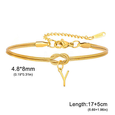304 Stainless Steel Initial Charm Bracelets FS-WGD8E41-04-1