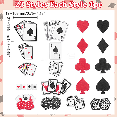 23Pcs Playing Card Theme Cloth Embroidery Applqiues PATC-WR0001-33-1