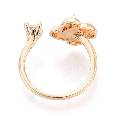 Windmill Brass Micro Pave Clear Cubic Zirconia Cuff Ring Settings KK-T076-36-1