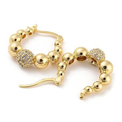 Brass Micro Pave Cubic Zirconia Hoop Earrings EJEW-C066-04G-1
