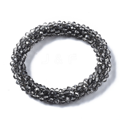 Faceted Transparent Glass Beads Stretch Bracelets BJEW-S144-002B-06-1