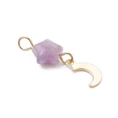 Synthetic Blue Lace Agate & Natural Rose Quartz & Rhodonite & Green Aventurine & Lepidolite Star Pendants PALLOY-JF04757-1