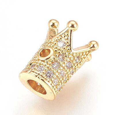 Brass Micro Pave Cubic Zirconia Beads ZIRC-F088-029G-1