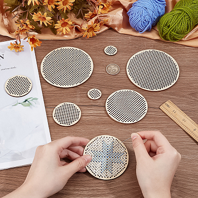 8Pcs 4 Styles Wood Embroidery Board DIY-BC0014-91-1