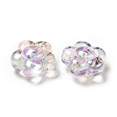 UV Plating Rainbow Iridescent Transparent Acrylic Beads X-OACR-C007-11-1