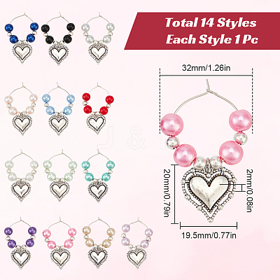 14Pcs Glass Wine Glass Charms AJEW-SC00005-1