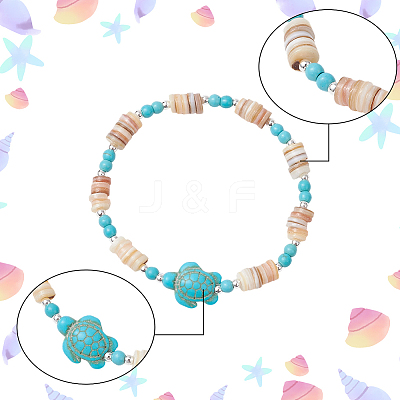 3Pcs Natural Freshwater Shell Beaded Stretch Bracelets BJEW-PA0001-06-1