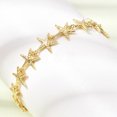Brass Link Chain Bracelets for Women BJEW-D457-02G-1