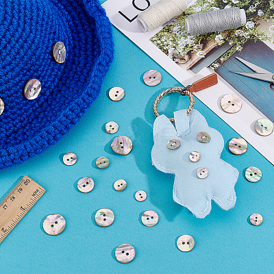 96Pcs 6 Styles Natural Shell Buttons BUTT-PH0001-45-1