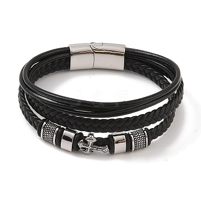 Braided Microfiber Leather Multi-strand Bracelets BJEW-B096-04A-1