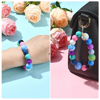 30Pcs 5 Colors Food Grade Eco-Friendly Silicone Focal Beads SIL-YW0001-24A-1
