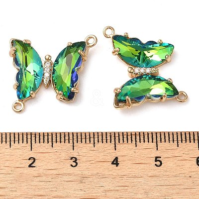 Brass Pave Faceted Glass Connector Charms FIND-Z020-04O-1
