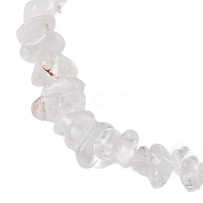 Natural Quartz Crystal Rock Crystal Chip Beaded Stretch Bracelets for Women Men BJEW-JB10665-02-1
