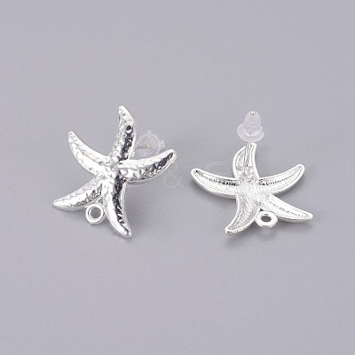 Brass Stud Earring Findings KK-F809-15S-1