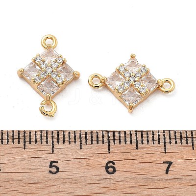 Brass Clear Cubic Zirconia Connector Charms KK-G516-07G-1