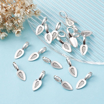 Tibetan Style Alloy Glue-on Flat Pad Bails for Pendants Making TIBEP-YW0001-50-1