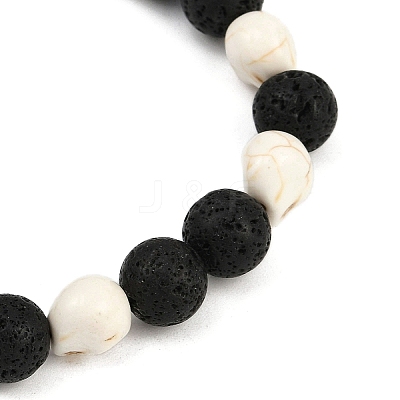 Natural Lava Rock & Synthetic Turquoise Beads Stretch Bracelets for Men BJEW-JB12131-01-1