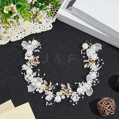Alloy & Rhinestone & Resin Floral Hair Bands Embellishments for Women OHAR-WH20009-02B-1