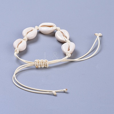 Adjustable Cowrie Shell Braided Bead Bracelets BJEW-JB04278-1
