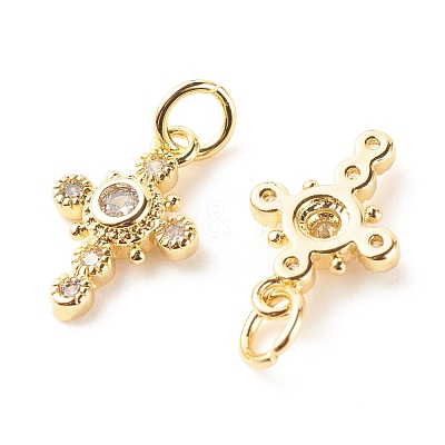 Brass Micro Pave Clear Cubic Zirconia Pendants ZIRC-P094-01G-RS-1