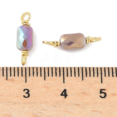 Electroplate Glass Faceted Rectangle Connector Charms KK-C097-05G-04-1