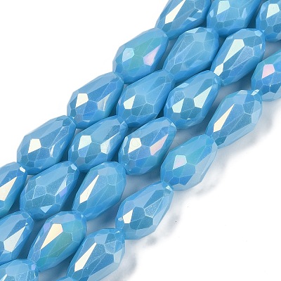 Opaque Solid Color Electroplate Glass Beads Strands EGLA-N013-P6mm-B10-1