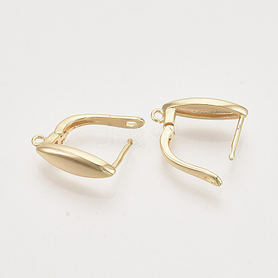 Brass Hoop Earring Findings with Latch Back Closure KK-T048-019G-NF-1