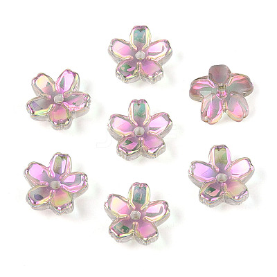 Transparent Electroplate Glass Bead Caps EGLA-N015-01D-1