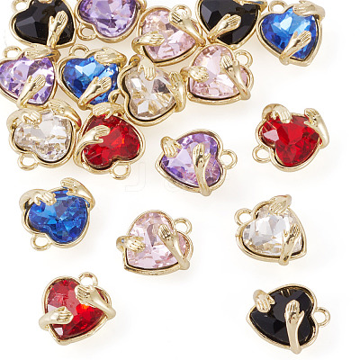 18Pcs 6 Colors Alloy Glass Charms FIND-TA0009-91G-1