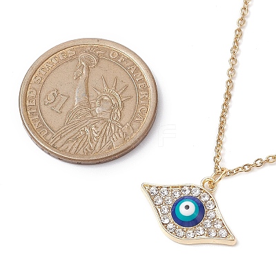 Alloy Crystal Rhinestone Cable Chain Blue Enamel Eye Pendant Necklaces for Women NJEW-JN04977-01-1