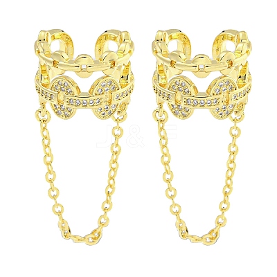 Brass Micro Pave Cubic Zirconia Cuff Earrings EJEW-C104-016G-1