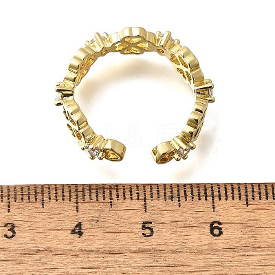 Brass Micro Pave Cubic Zirconia Cuff Rings for Women RJEW-Q008-01G-01-1