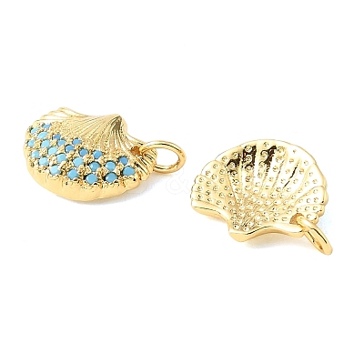Brass Micro Pave Sky Blue Cubic Zirconia Charms CU-CBA6938-05G-07-1
