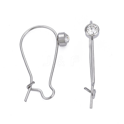 304 Stainless Steel Hoop Earrings Findings Kidney Ear Wires STAS-N092-139-1