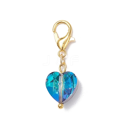 Heart Glass Pendant Decorations HJEW-JM03771-02-1