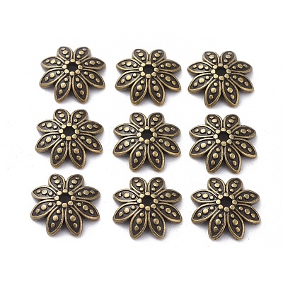 Tibetan Style Bead Caps TIBEB-LF1027YKG-AB-FF-1
