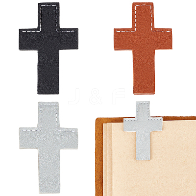 3Pcs 3 Colors Leather Bookmarks AJEW-CP0003-83-1