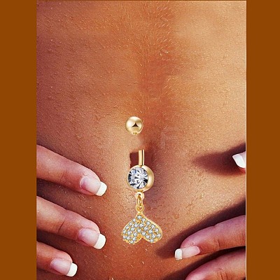 Brass Cubic Zirconia Navel Ring AJEW-EE0004-12-1